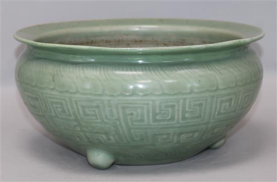 A Chinese celadon glazed censer, Diameter 29cm